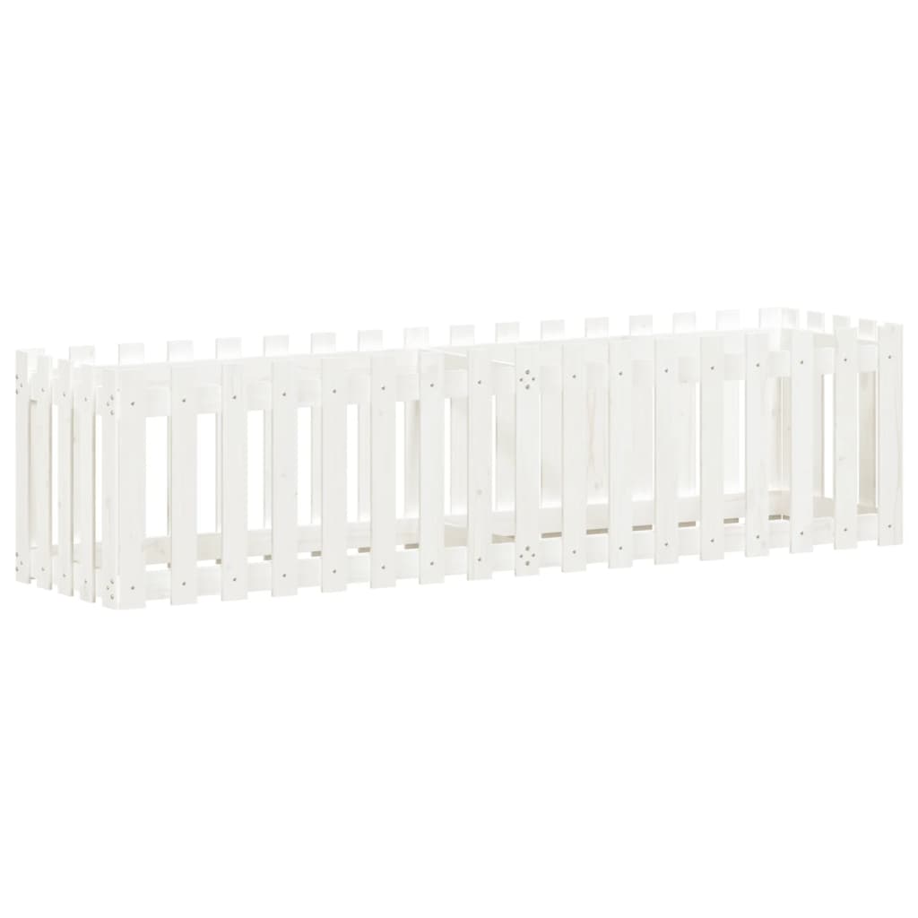 Sodo lovelis, baltas, 200x50x50cm, pušis, tvorelės dizaino Sodo lovelis, baltas, 200x50x50cm, pušis, tvorelės dizaino - Image 4