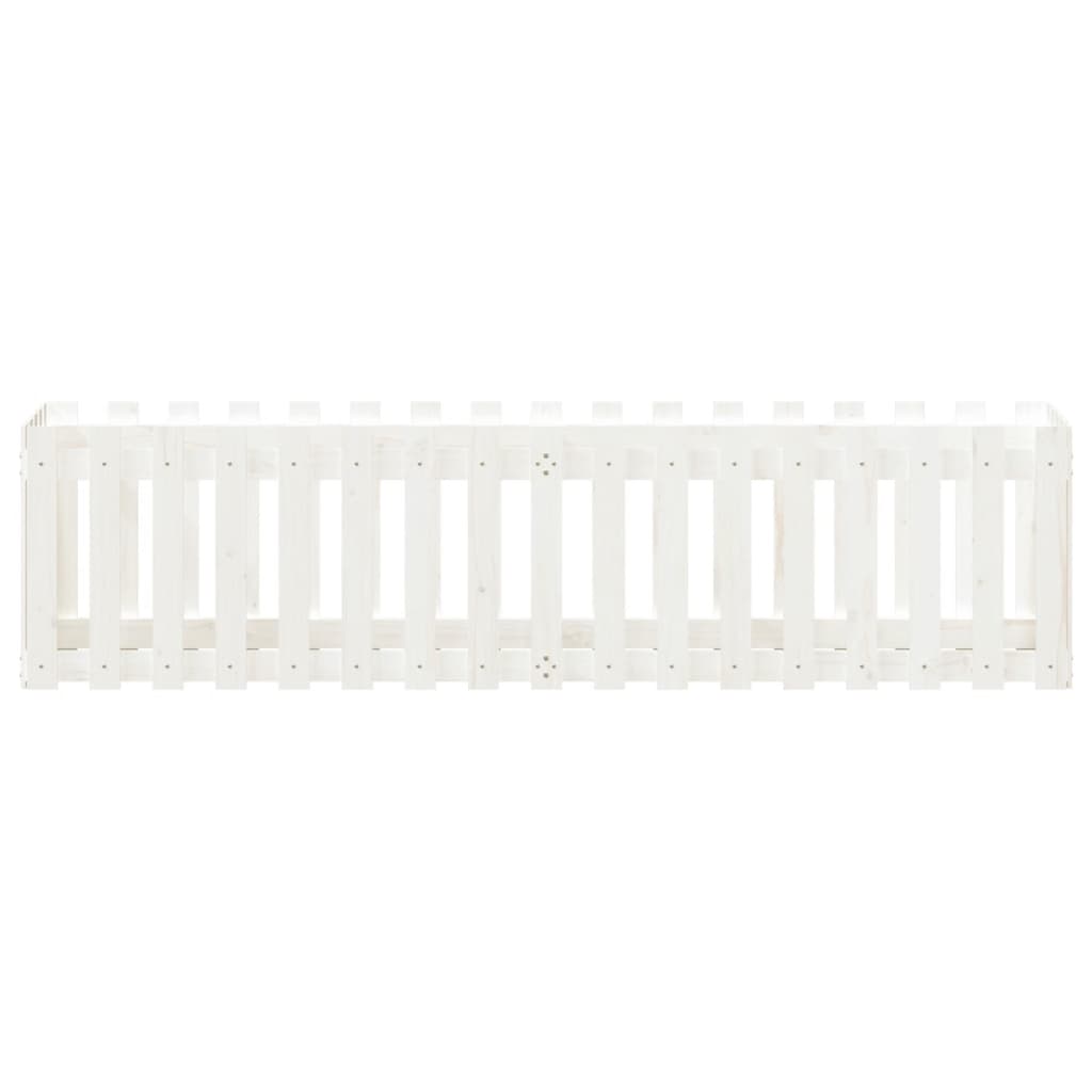 Sodo lovelis, baltas, 200x50x50cm, pušis, tvorelės dizaino Sodo lovelis, baltas, 200x50x50cm, pušis, tvorelės dizaino - Image 5