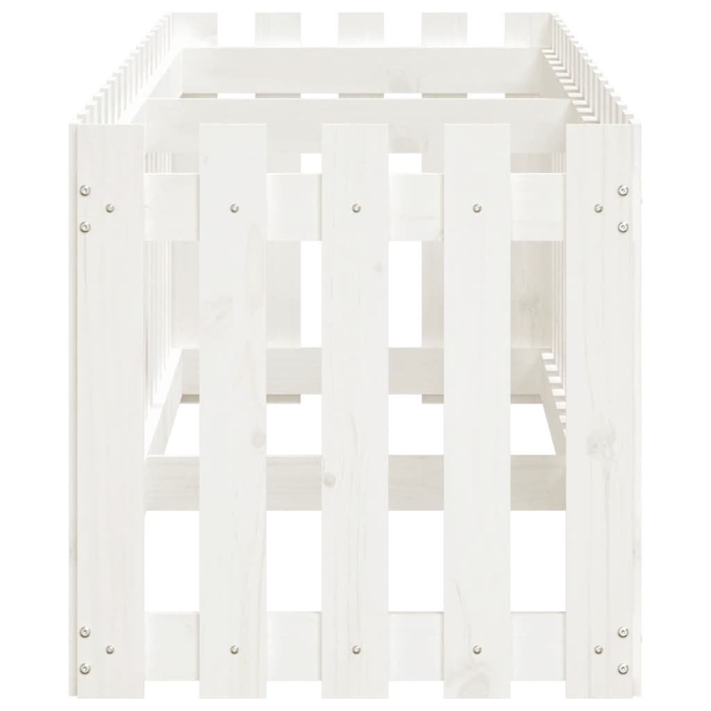 Sodo lovelis, baltas, 200x50x50cm, pušis, tvorelės dizaino Sodo lovelis, baltas, 200x50x50cm, pušis, tvorelės dizaino - Image 6