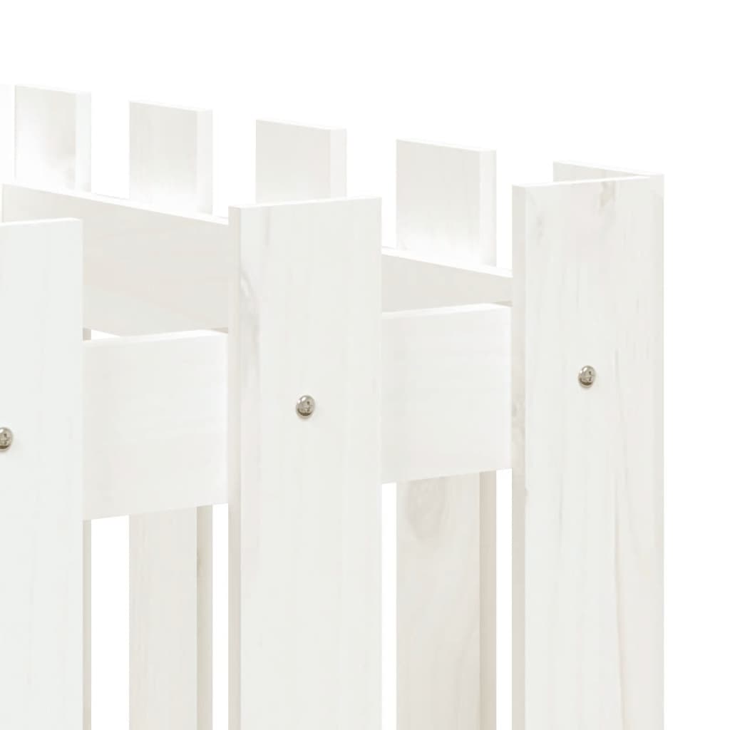 Sodo lovelis, baltas, 200x50x50cm, pušis, tvorelės dizaino Sodo lovelis, baltas, 200x50x50cm, pušis, tvorelės dizaino - Image 7