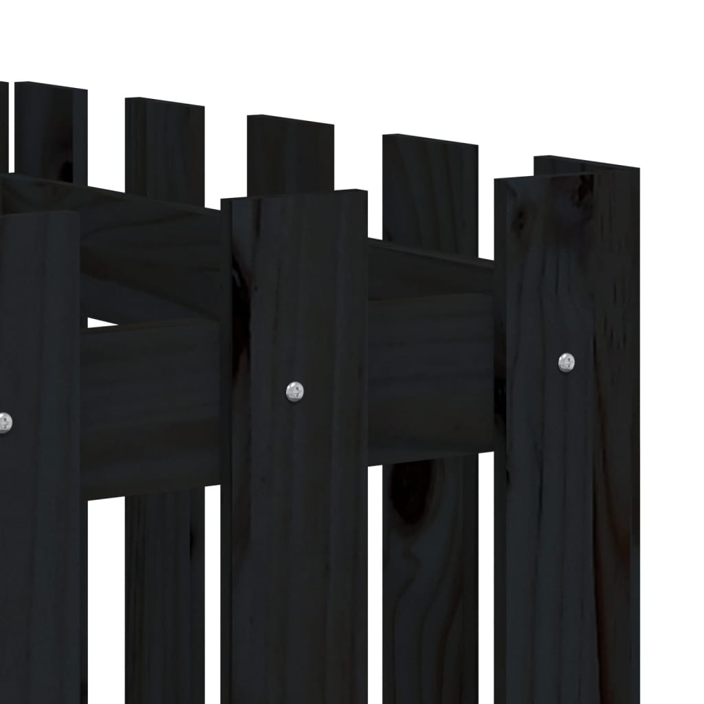 Sodo lovelis, juodas, 200x50x50cm, pušis, tvorelės dizaino Sodo lovelis, juodas, 200x50x50cm, pušis, tvorelės dizaino - Image 7