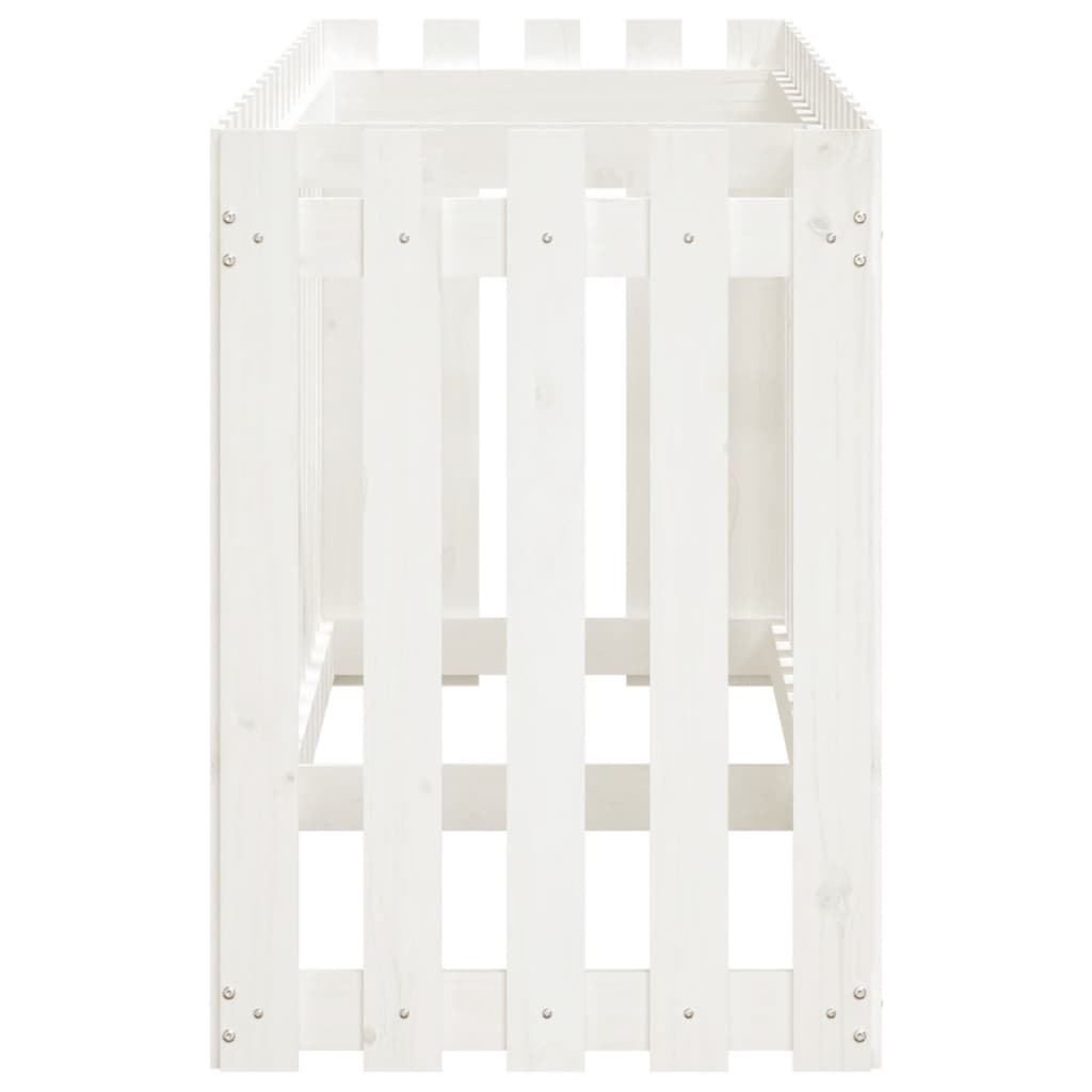 Sodo lovelis, baltas, 200x50x70cm, pušis, tvorelės dizaino Sodo lovelis, baltas, 200x50x70cm, pušis, tvorelės dizaino - Image 6