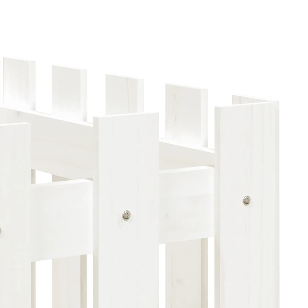 Sodo lovelis, baltas, 200x50x70cm, pušis, tvorelės dizaino Sodo lovelis, baltas, 200x50x70cm, pušis, tvorelės dizaino - Image 7