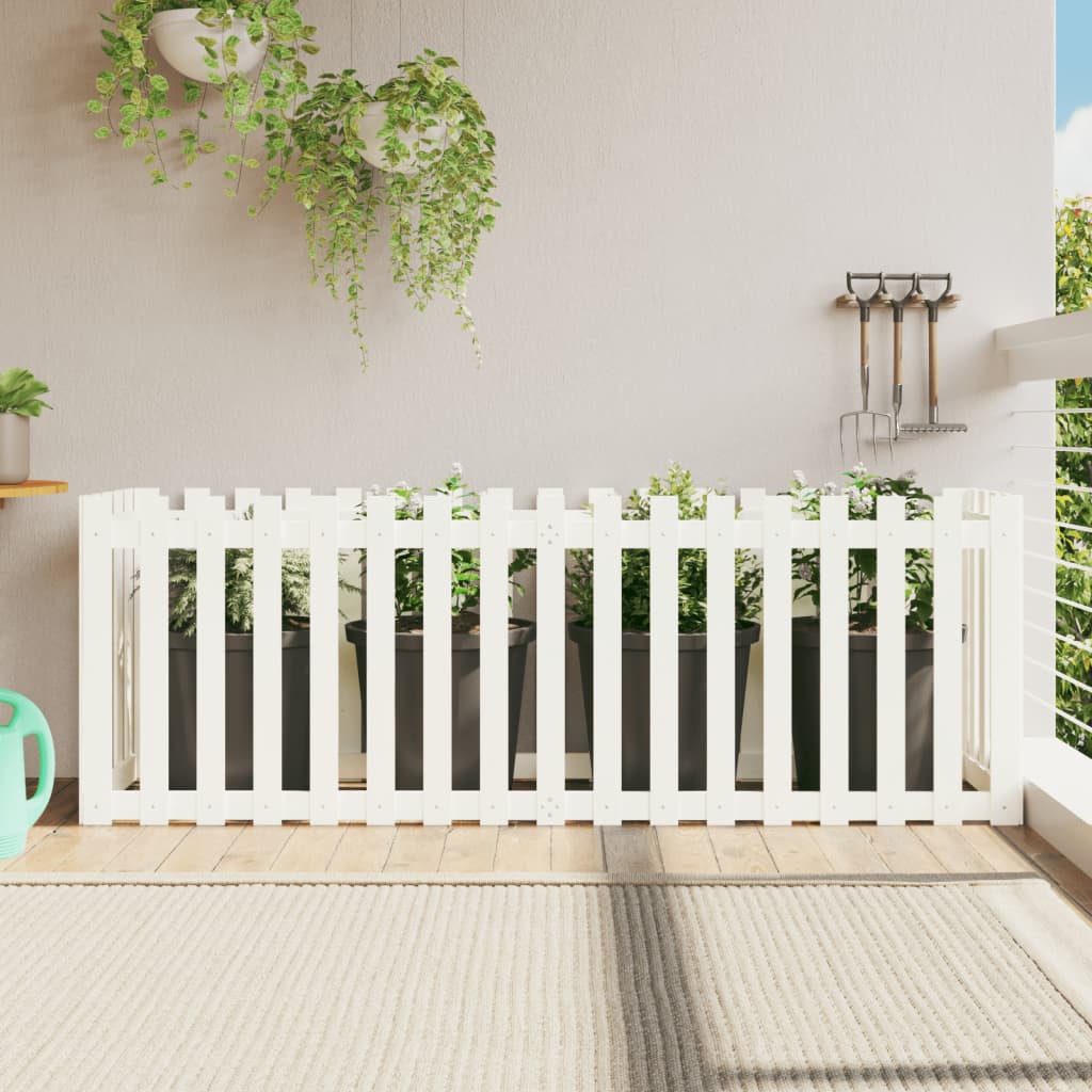 Sodo lovelis, baltas, 200x50x70cm, pušis, tvorelės dizaino Sodo lovelis, baltas, 200x50x70cm, pušis, tvorelės dizaino - Image 2