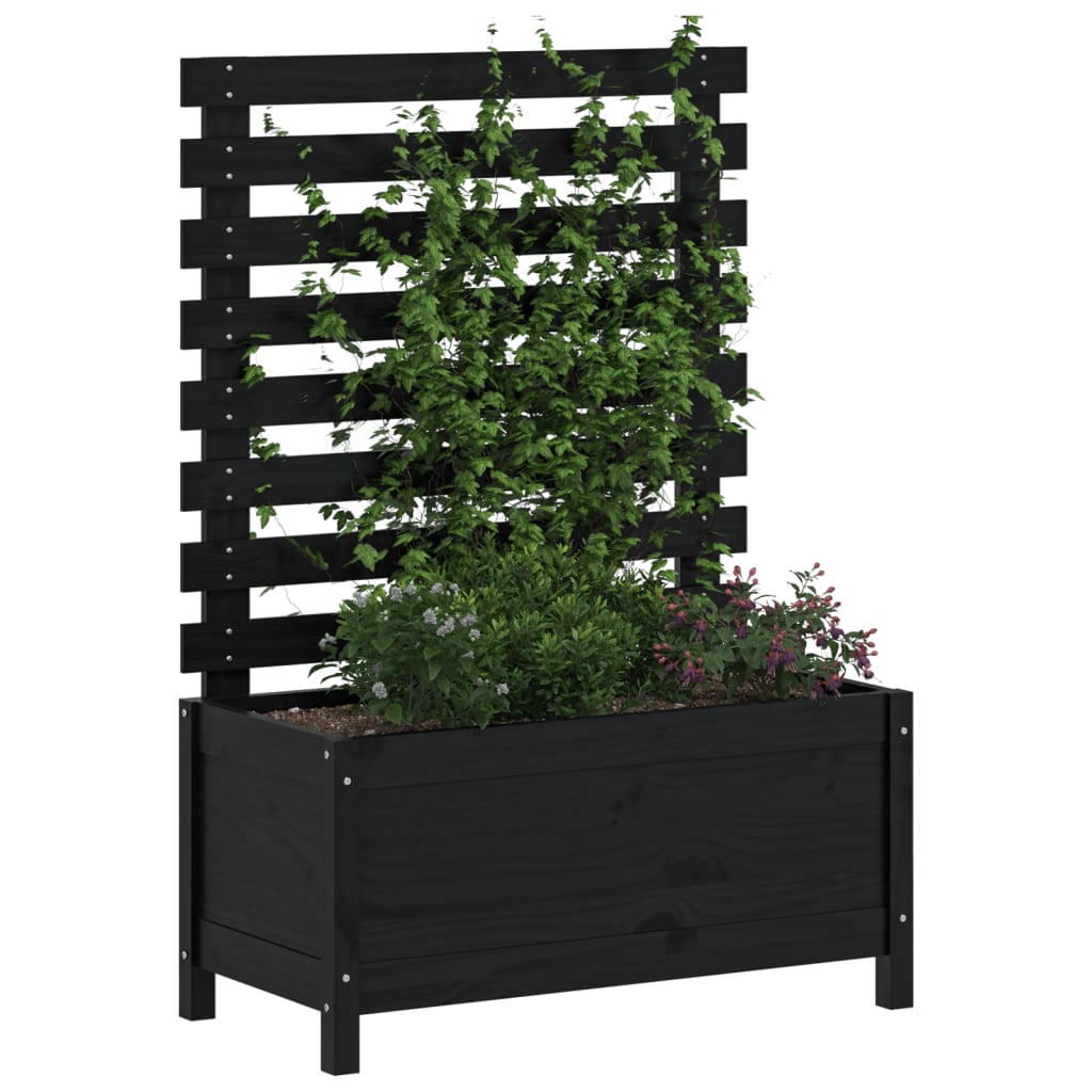 Sodo lovelis su stovu, juodas, 79×39,5x114cm, pušies masyvas Sodo lovelis su stovu, juodas, 79x39,5x114cm, pušies masyvas - Image 3