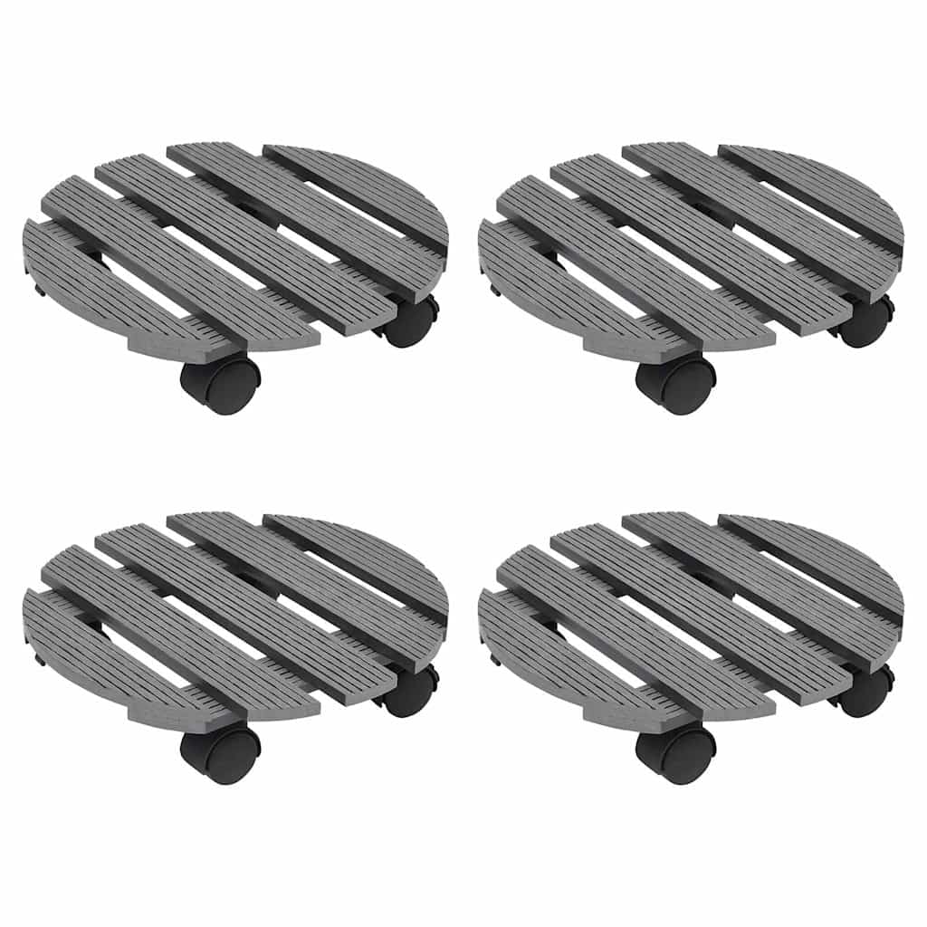 Augalų padėklai su ratukais, 4vnt., pilki, 30×7,5cm, WPC Augalų padėklai su ratukais, 4vnt., pilki, 30x7,5cm, WPC - Image 2