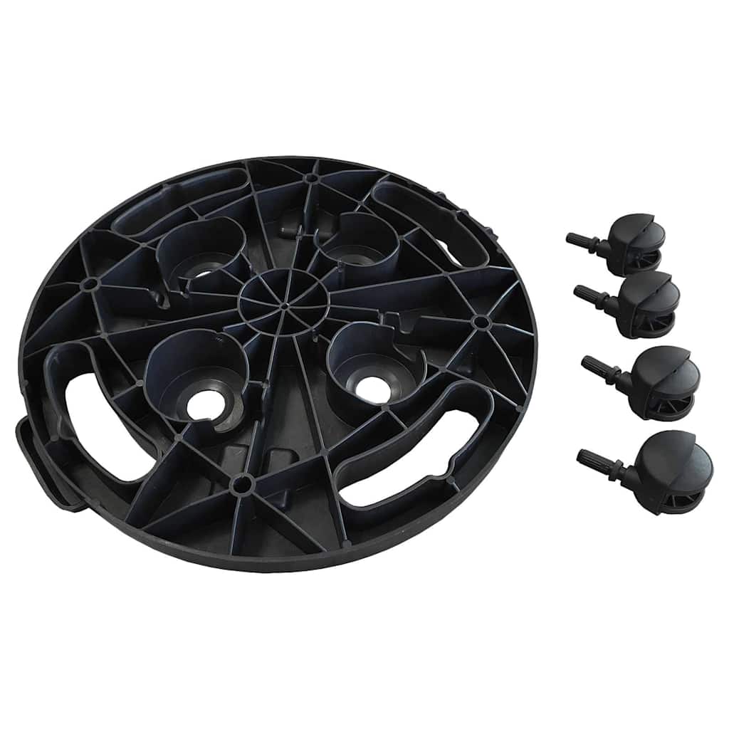 Augalų padėklai su ratukais, 3vnt., juodi, 30cm, 170kg Augalų padėklai su ratukais, 3vnt., juodi, 30cm, 170kg - Image 7