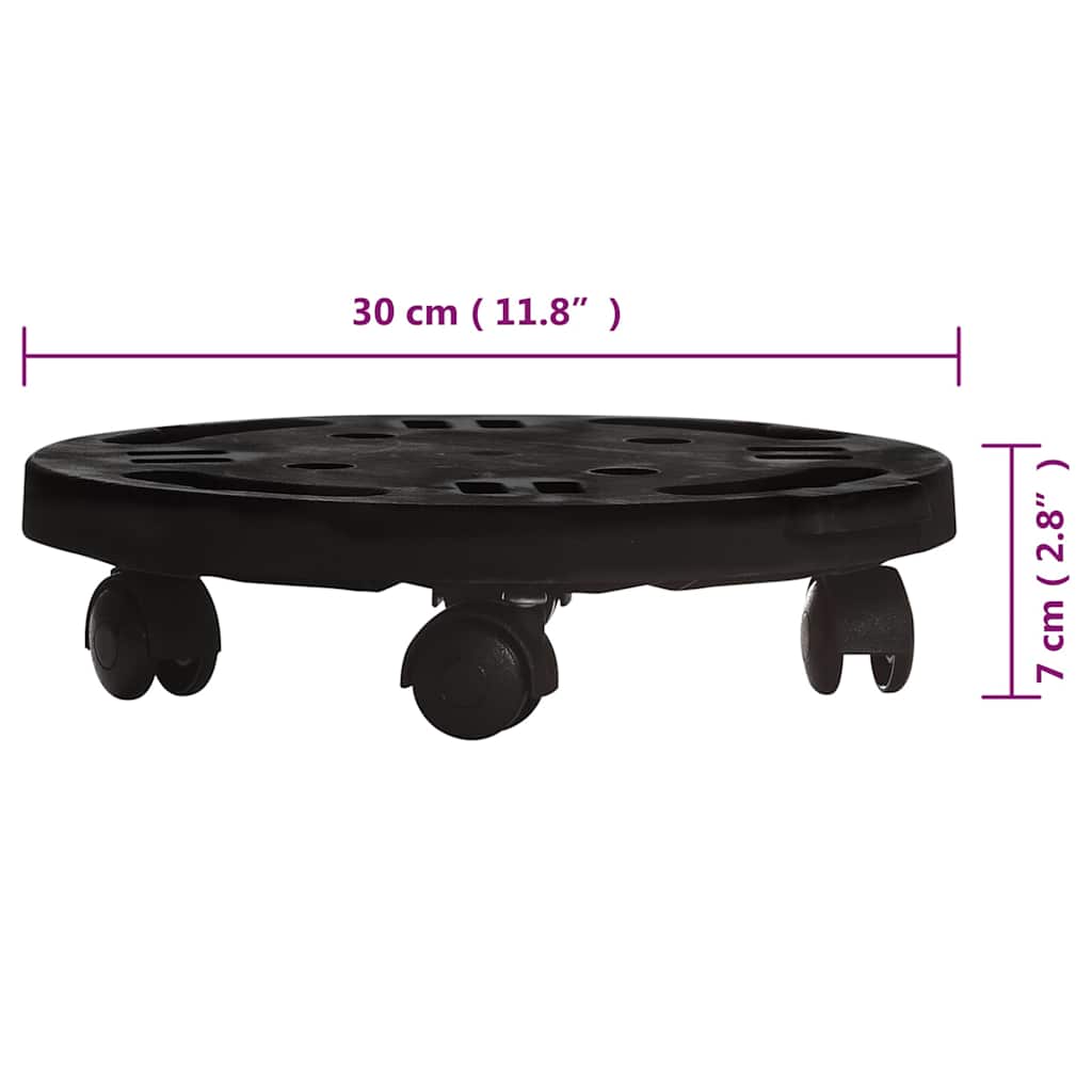 Augalų padėklai su ratukais, 3vnt., juodi, 30cm, 170kg Augalų padėklai su ratukais, 3vnt., juodi, 30cm, 170kg