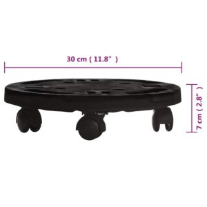 Augalų padėklai su ratukais, 5vnt., juodi, 30cm, 170kg