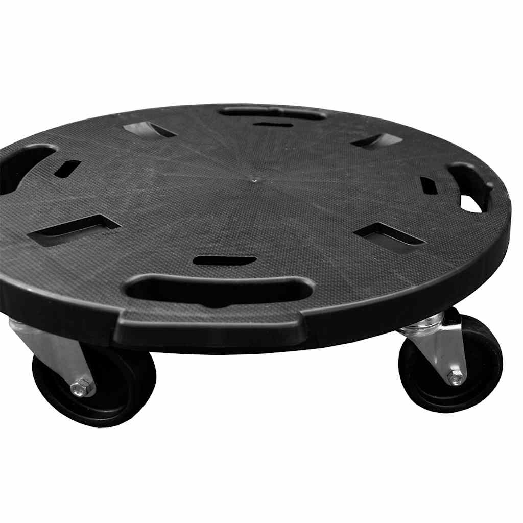Augalų padėklai su ratukais, 3vnt., juodi, 40cm, 275kg Augalų padėklai su ratukais, 3vnt., juodi, 40cm, 275kg - Image 5