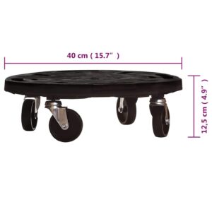 Augalų padėklai su ratukais, 3vnt., juodi, 40cm, 275kg