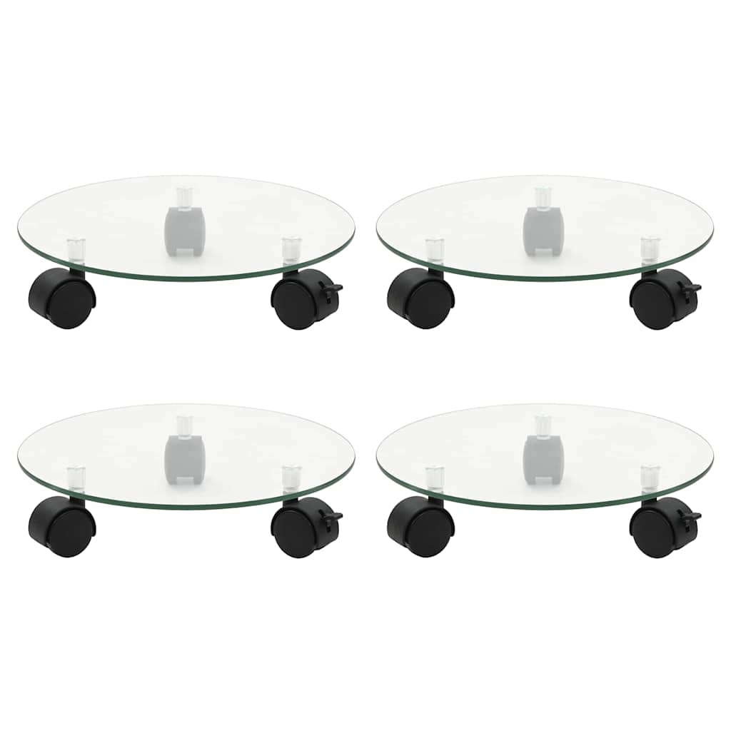 Padėklai su ratukais augalams, 4vnt., 28cm, stiklas Padėklai su ratukais augalams, 4vnt., 28cm, stiklas - Image 2