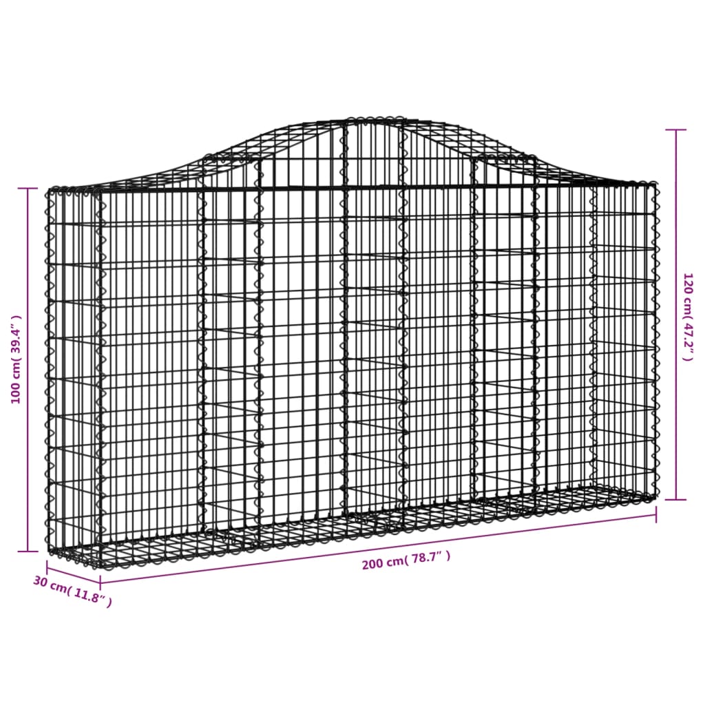 Išlenkti gabiono krepšiai, 3vnt., 200x30x100/120cm, geležis Išlenkti gabiono krepšiai, 3vnt., 200x30x100/120cm, geležis