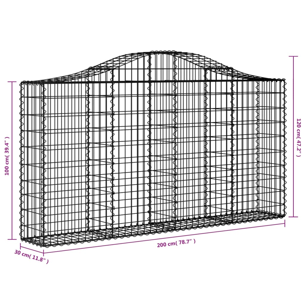 Išlenkti gabiono krepšiai, 5vnt., 200x30x100/120cm, geležis Išlenkti gabiono krepšiai, 5vnt., 200x30x100/120cm, geležis