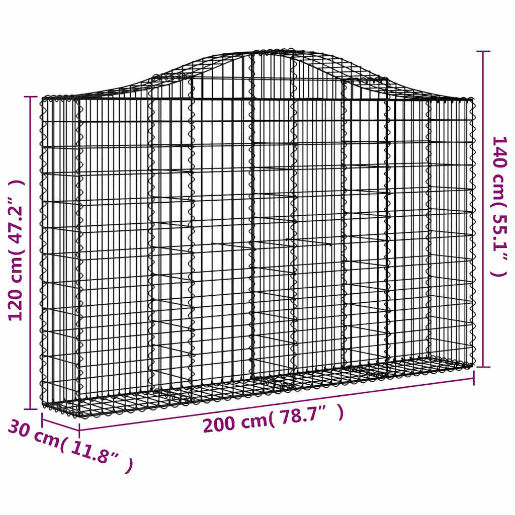 Išlenkti gabiono krepšiai, 2vnt., 200x30x120/140cm, geležis Išlenkti gabiono krepšiai, 2vnt., 200x30x120/140cm, geležis