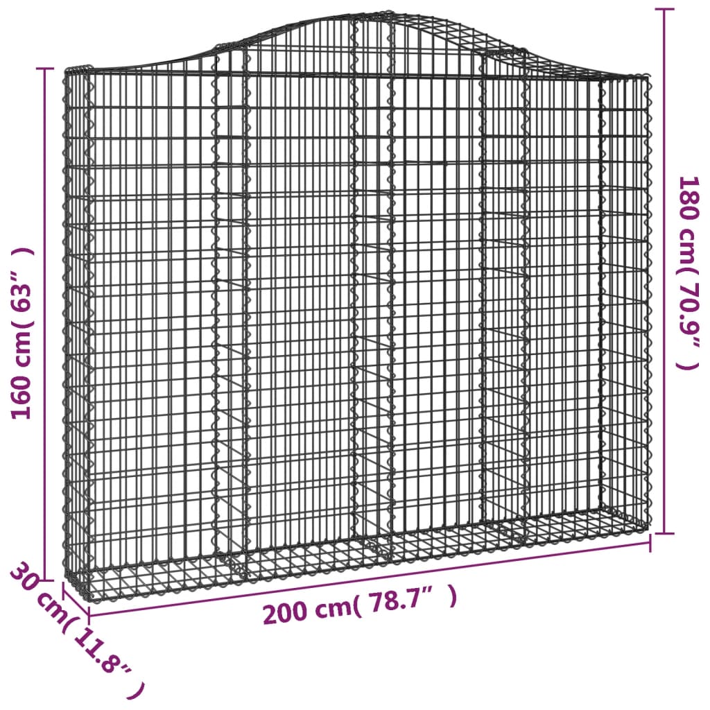 Išlenkti gabiono krepšiai, 13vnt., 200x30x160/180cm, geležis Išlenkti gabiono krepšiai, 13vnt., 200x30x160/180cm, geležis