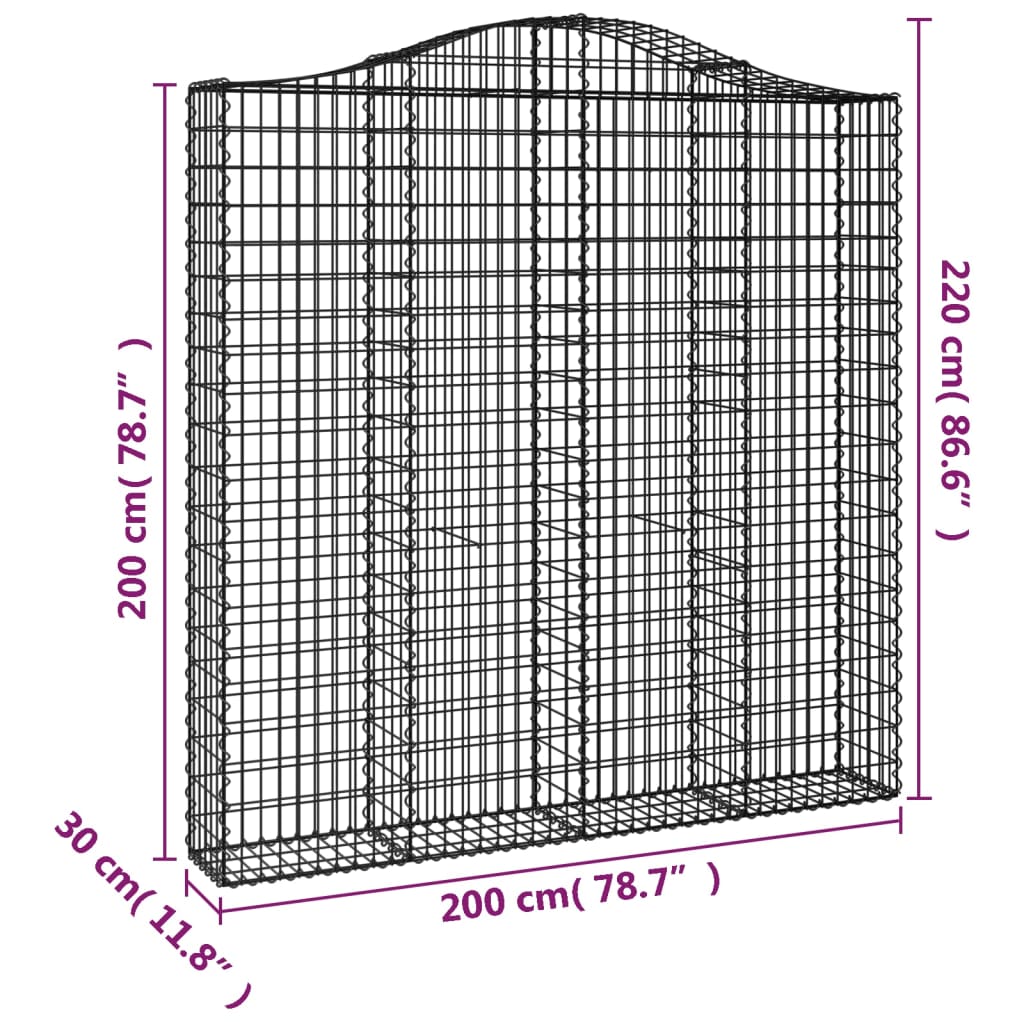 Išlenkti gabiono krepšiai, 3vnt., 200x30x200/220cm, geležis Išlenkti gabiono krepšiai, 3vnt., 200x30x200/220cm, geležis