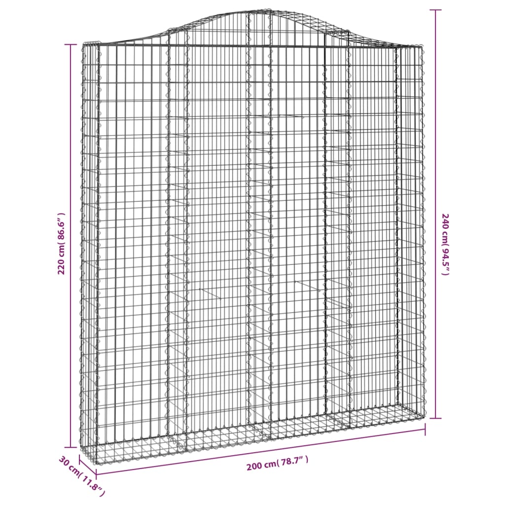Išlenkti gabiono krepšiai, 2vnt., 200x30x220/240cm, geležis Išlenkti gabiono krepšiai, 2vnt., 200x30x220/240cm, geležis