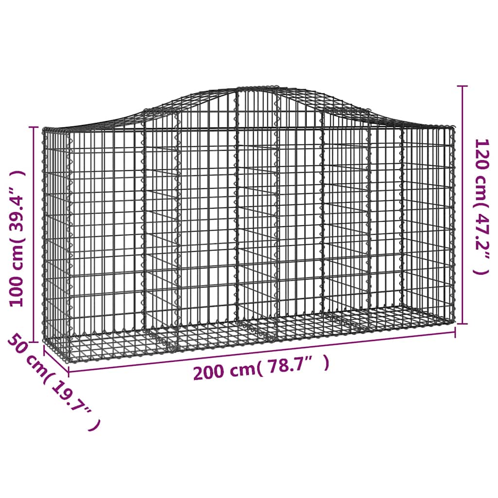 Išlenkti gabiono krepšiai, 8vnt., 200x50x100/120cm, geležis Išlenkti gabiono krepšiai, 8vnt., 200x50x100/120cm, geležis