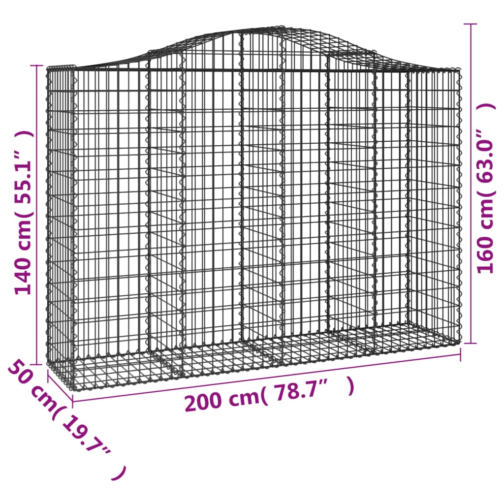 Išlenkti gabiono krepšiai, 11vnt., 200x50x140/160cm, geležis Išlenkti gabiono krepšiai, 11vnt., 200x50x140/160cm, geležis