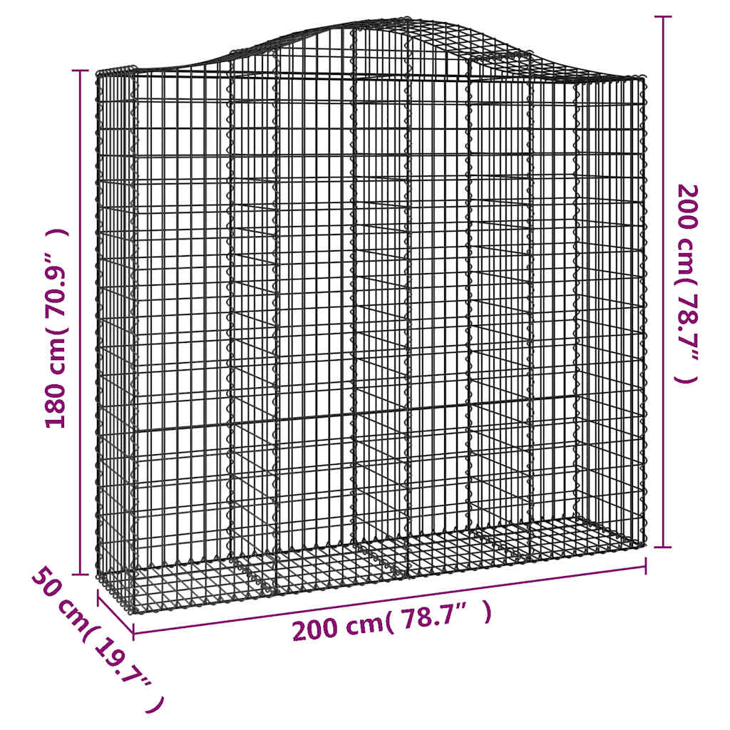 Išlenkti gabiono krepšiai, 2vnt., 200x50x180/200cm, geležis Išlenkti gabiono krepšiai, 2vnt., 200x50x180/200cm, geležis