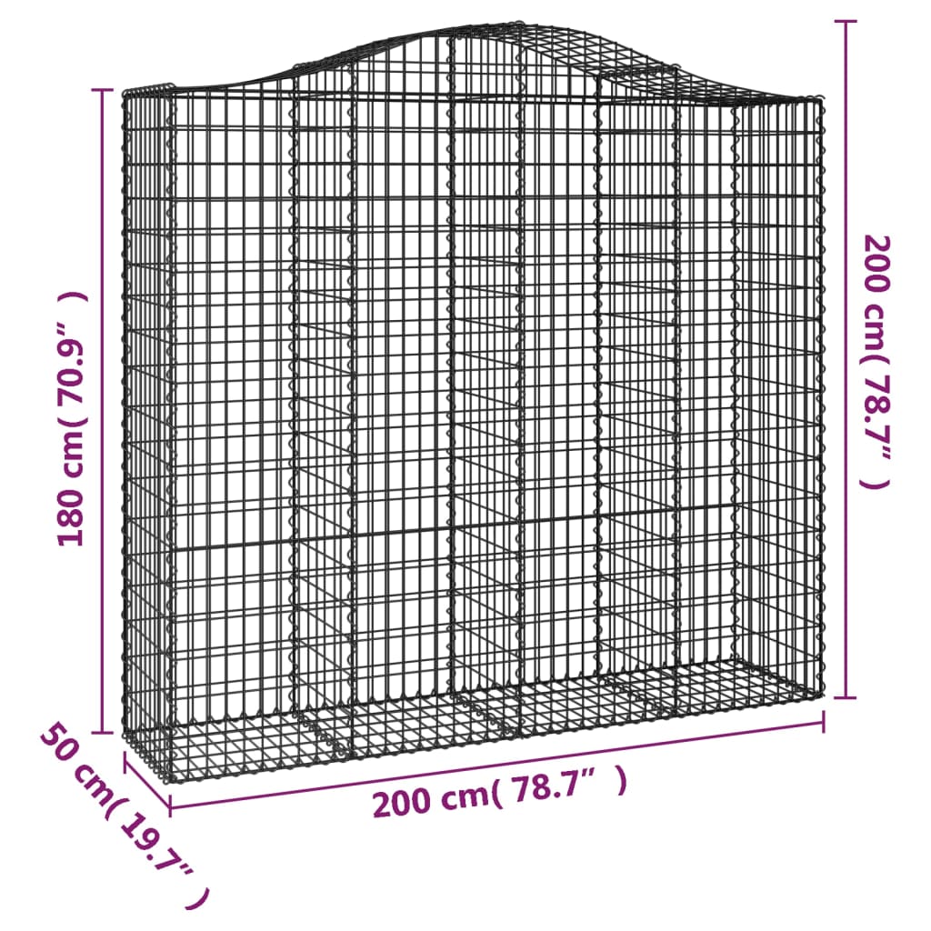 Išlenkti gabiono krepšiai, 4vnt., 200x50x180/200cm, geležis Išlenkti gabiono krepšiai, 4vnt., 200x50x180/200cm, geležis