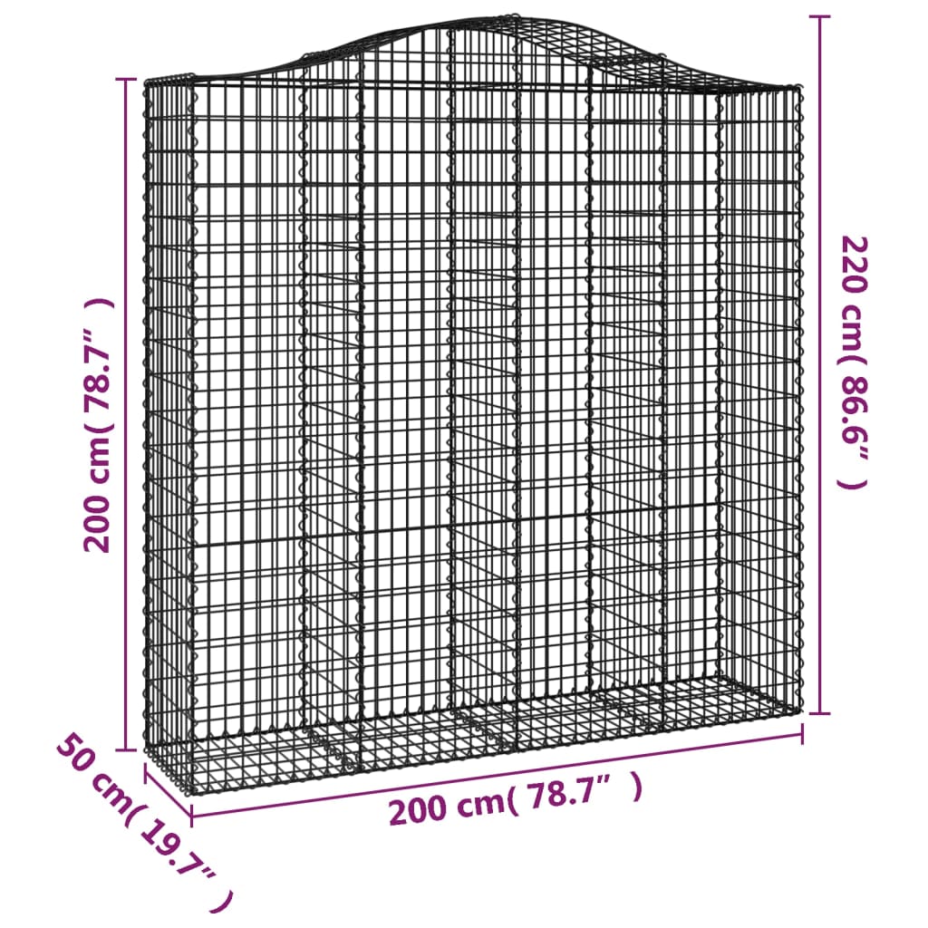 Išlenkti gabiono krepšiai, 2vnt., 200x50x200/220cm, geležis Išlenkti gabiono krepšiai, 2vnt., 200x50x200/220cm, geležis