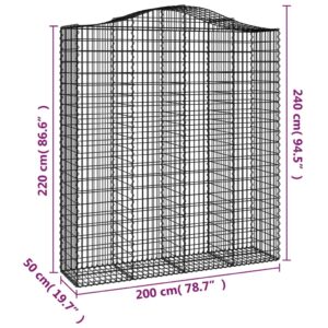 Išlenkti gabiono krepšiai, 3vnt., 200x50x220/240cm, geležis