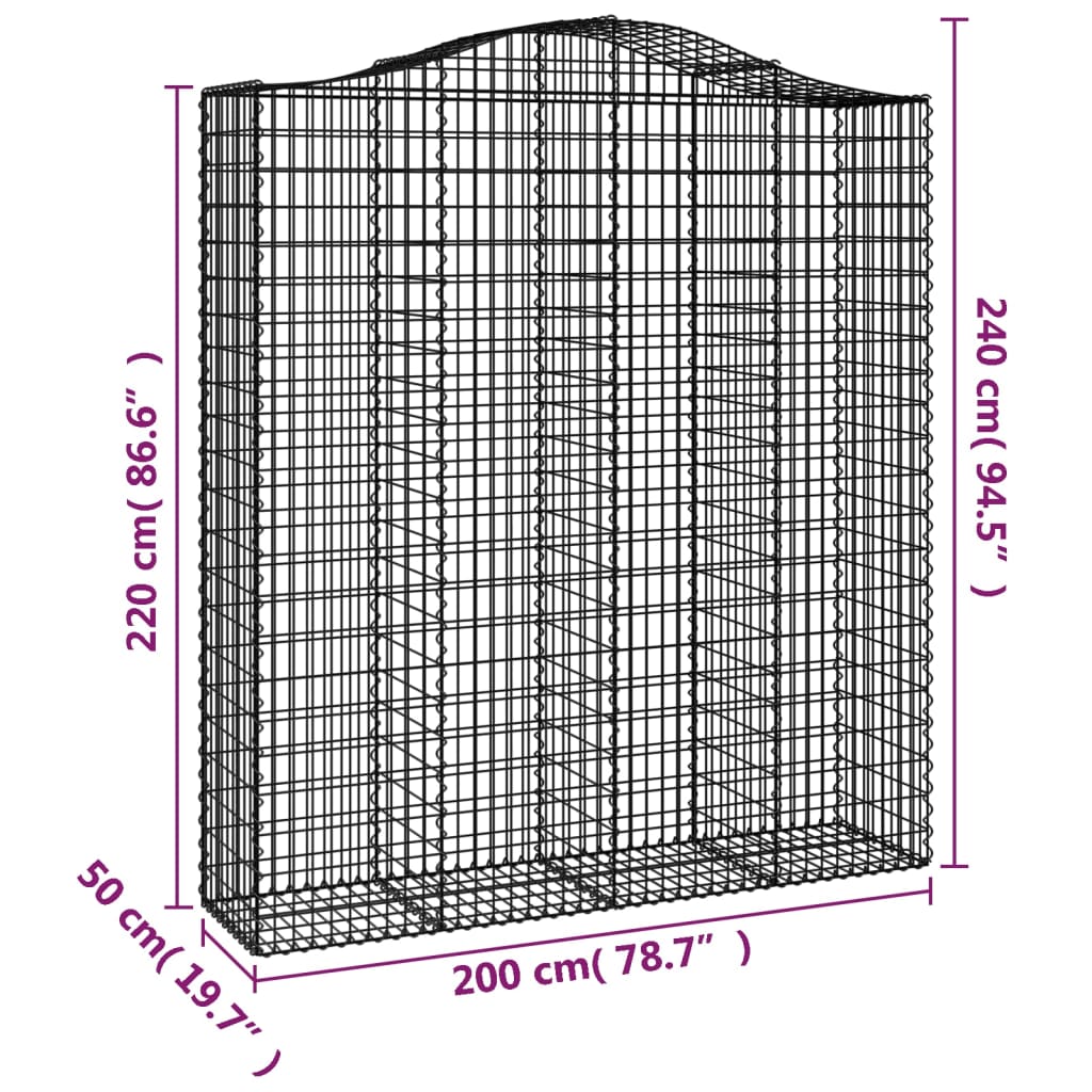 Išlenkti gabiono krepšiai, 6vnt., 200x50x220/240cm, geležis Išlenkti gabiono krepšiai, 6vnt., 200x50x220/240cm, geležis