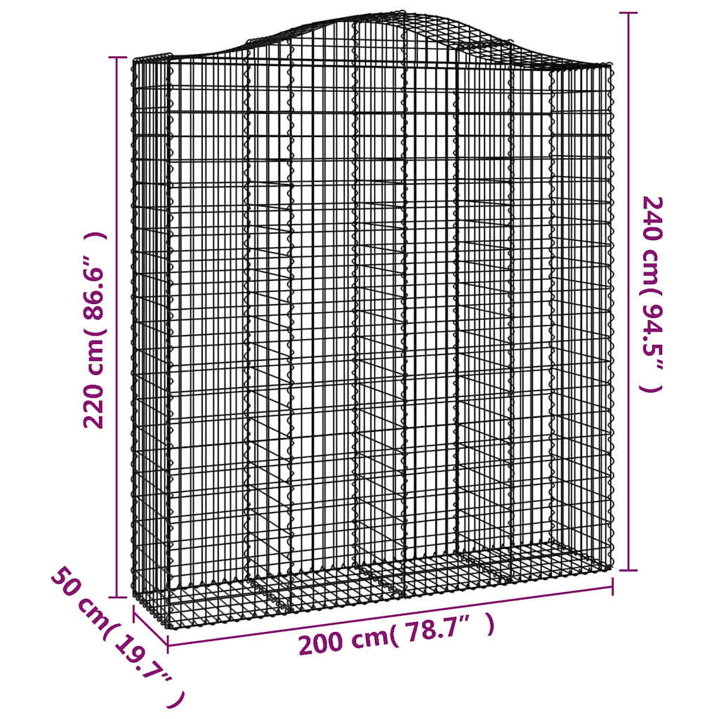 Išlenkti gabiono krepšiai, 7vnt., 200x50x220/240cm, geležis Išlenkti gabiono krepšiai, 7vnt., 200x50x220/240cm, geležis