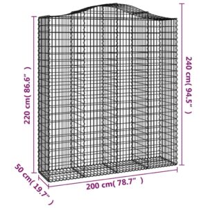 Išlenkti gabiono krepšiai, 14vnt., 200x50x220/240cm, geležis