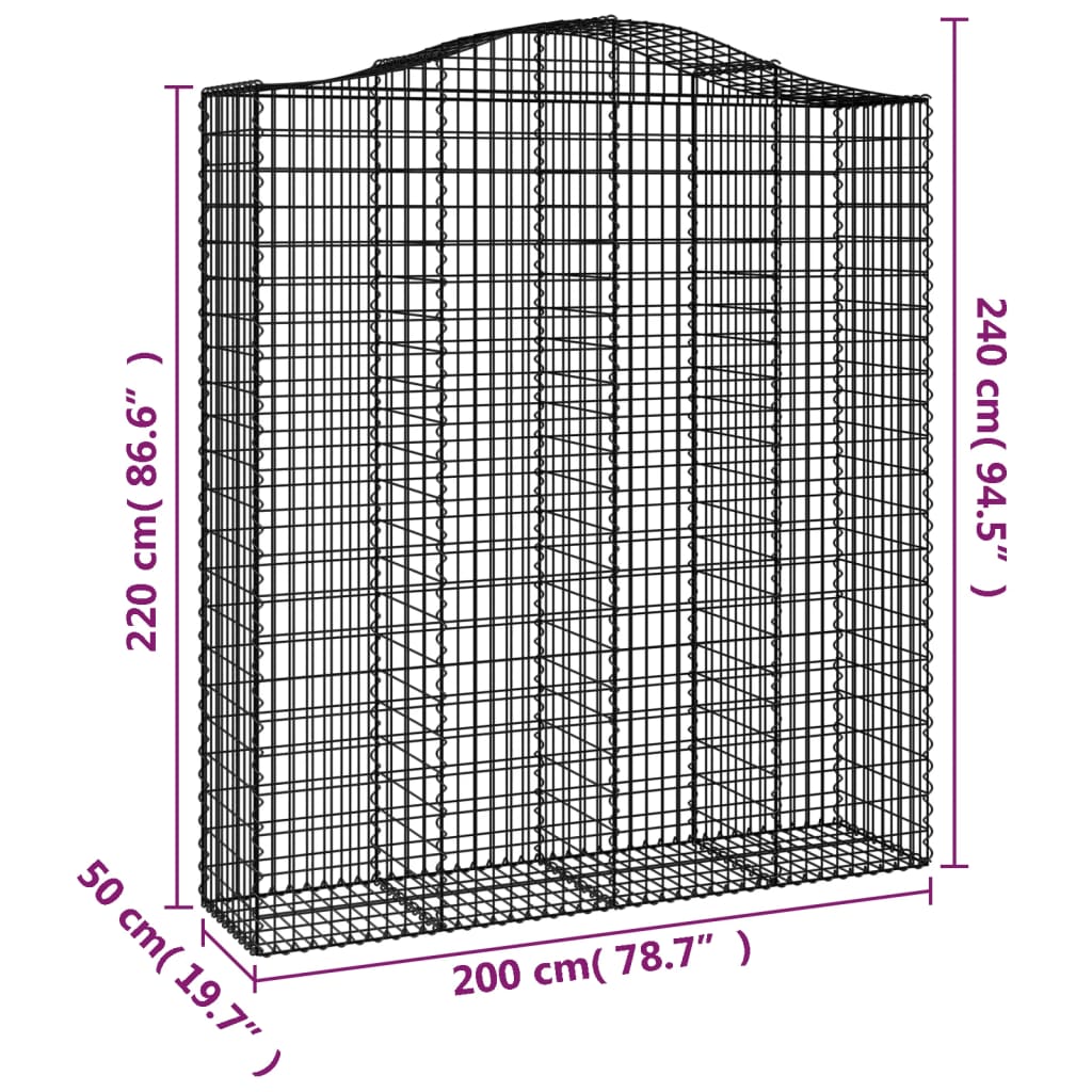 Išlenkti gabiono krepšiai, 14vnt., 200x50x220/240cm, geležis Išlenkti gabiono krepšiai, 14vnt., 200x50x220/240cm, geležis