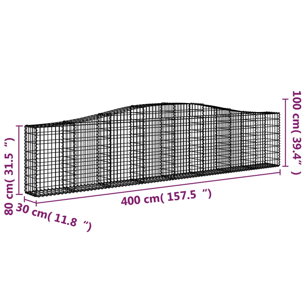Išlenkti gabiono krepšiai, 2vnt., 400x30x80/100cm, geležis Išlenkti gabiono krepšiai, 2vnt., 400x30x80/100cm, geležis