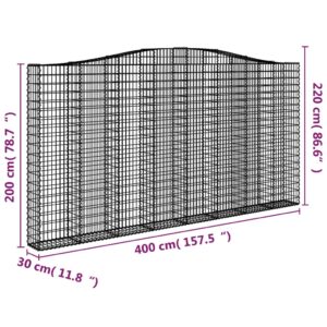 Išlenkti gabiono krepšiai, 9vnt., 400x30x200/220cm, geležis