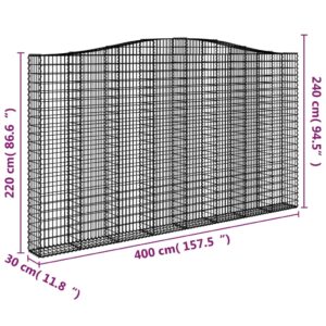 Išlenkti gabiono krepšiai, 25vnt., 400x30x220/240cm, geležis