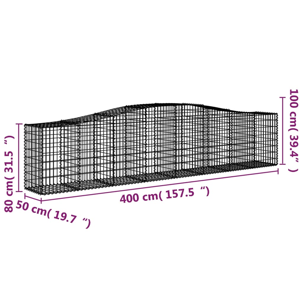 Išlenkti gabiono krepšiai, 5vnt., 400x50x80/100cm, geležis Išlenkti gabiono krepšiai, 5vnt., 400x50x80/100cm, geležis