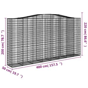 Išlenkti gabiono krepšiai, 3vnt., 400x50x200/220cm, geležis