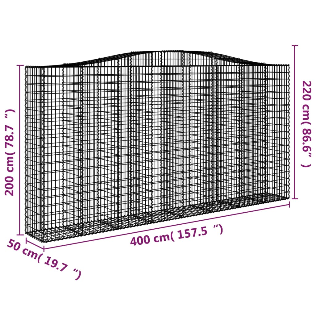 Išlenkti gabiono krepšiai, 10vnt., 400x50x200/220cm, geležis Išlenkti gabiono krepšiai, 10vnt., 400x50x200/220cm, geležis