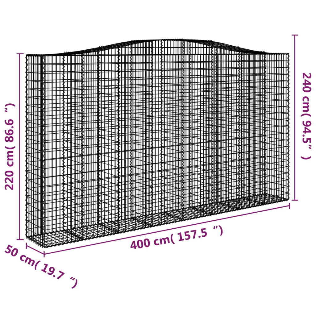 Išlenkti gabiono krepšiai, 2vnt., 400x50x220/240cm, geležis Išlenkti gabiono krepšiai, 2vnt., 400x50x220/240cm, geležis