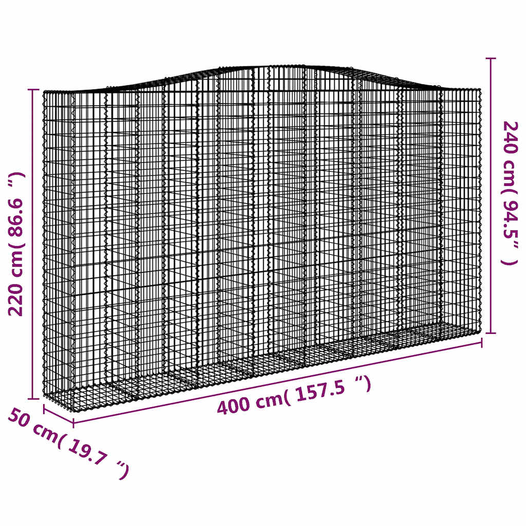 Išlenkti gabiono krepšiai, 6vnt., 400x50x220/240cm, geležis Išlenkti gabiono krepšiai, 6vnt., 400x50x220/240cm, geležis