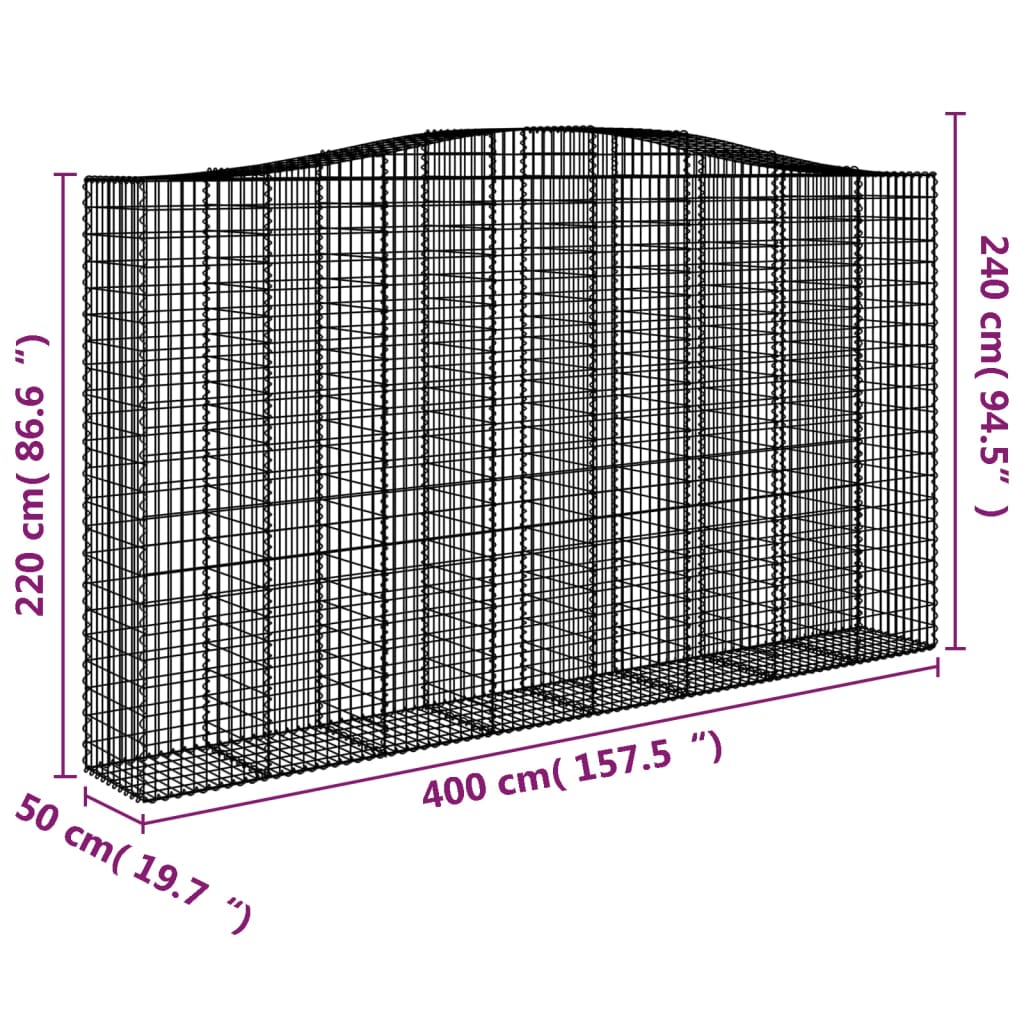 Išlenkti gabiono krepšiai, 10vnt., 400x50x220/240cm, geležis Išlenkti gabiono krepšiai, 10vnt., 400x50x220/240cm, geležis