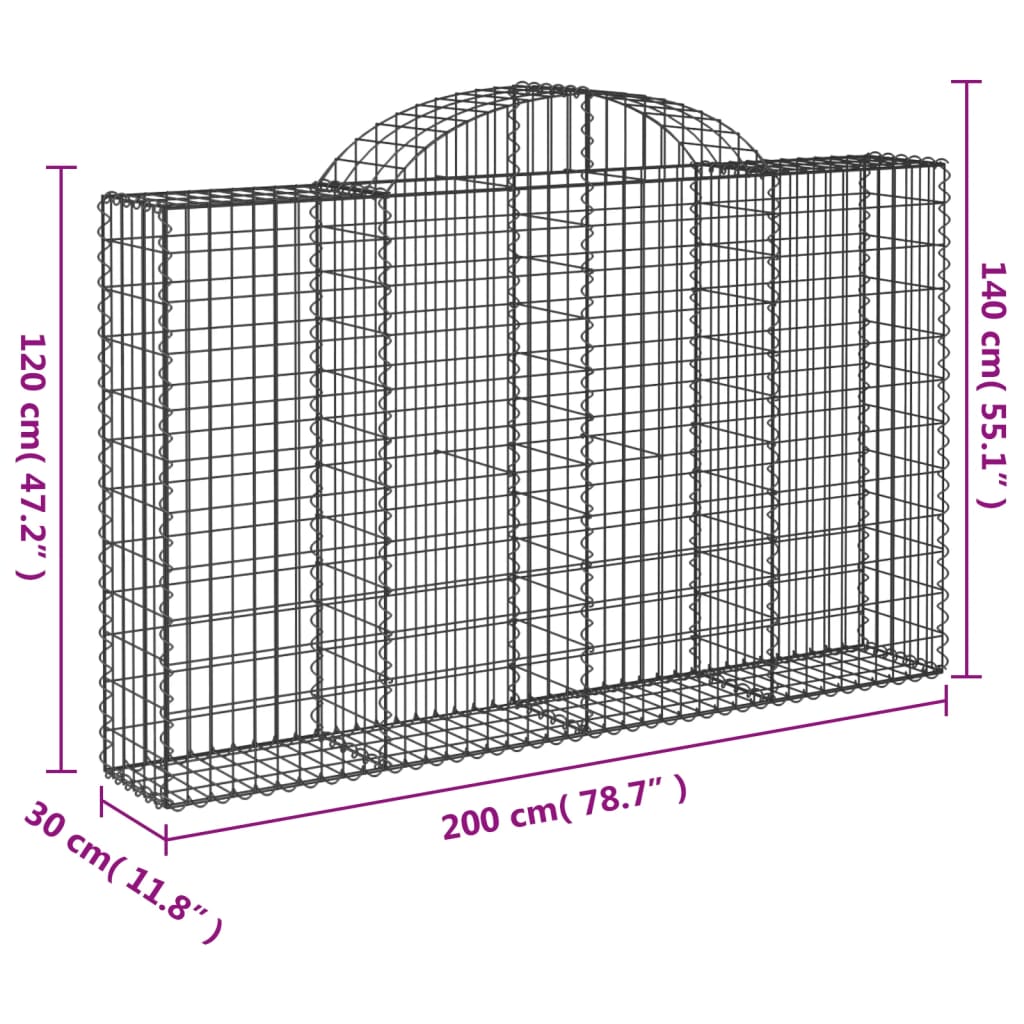 Išlenkti gabiono krepšiai, 13vnt., 200x30x120/140cm, geležis Išlenkti gabiono krepšiai, 13vnt., 200x30x120/140cm, geležis