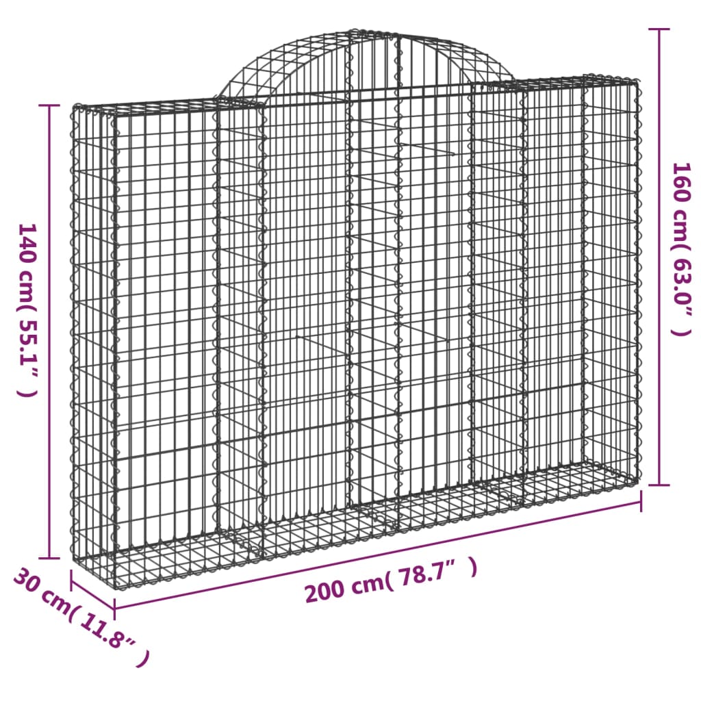 Išlenkti gabiono krepšiai, 15vnt., 200x30x140/160cm, geležis Išlenkti gabiono krepšiai, 15vnt., 200x30x140/160cm, geležis