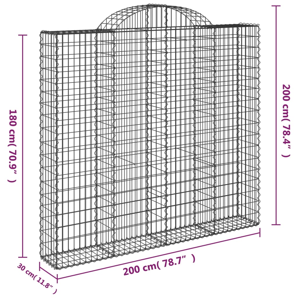 Išlenkti gabiono krepšiai, 5vnt., 200x30x180/200cm, geležis Išlenkti gabiono krepšiai, 5vnt., 200x30x180/200cm, geležis