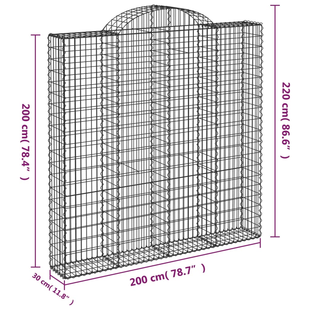Išlenkti gabiono krepšiai, 14vnt., 200x30x200/220cm, geležis Išlenkti gabiono krepšiai, 14vnt., 200x30x200/220cm, geležis