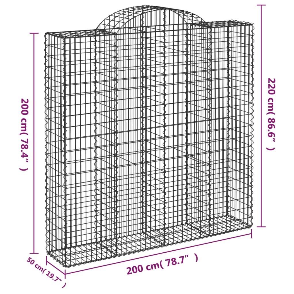 Išlenkti gabiono krepšiai, 3vnt., 200x50x200/220cm, geležis Išlenkti gabiono krepšiai, 3vnt., 200x50x200/220cm, geležis