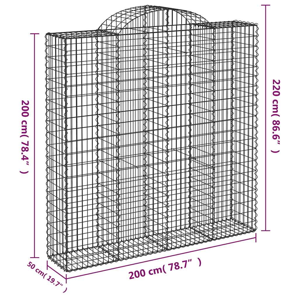 Išlenkti gabiono krepšiai, 7vnt., 200x50x200/220cm, geležis Išlenkti gabiono krepšiai, 7vnt., 200x50x200/220cm, geležis
