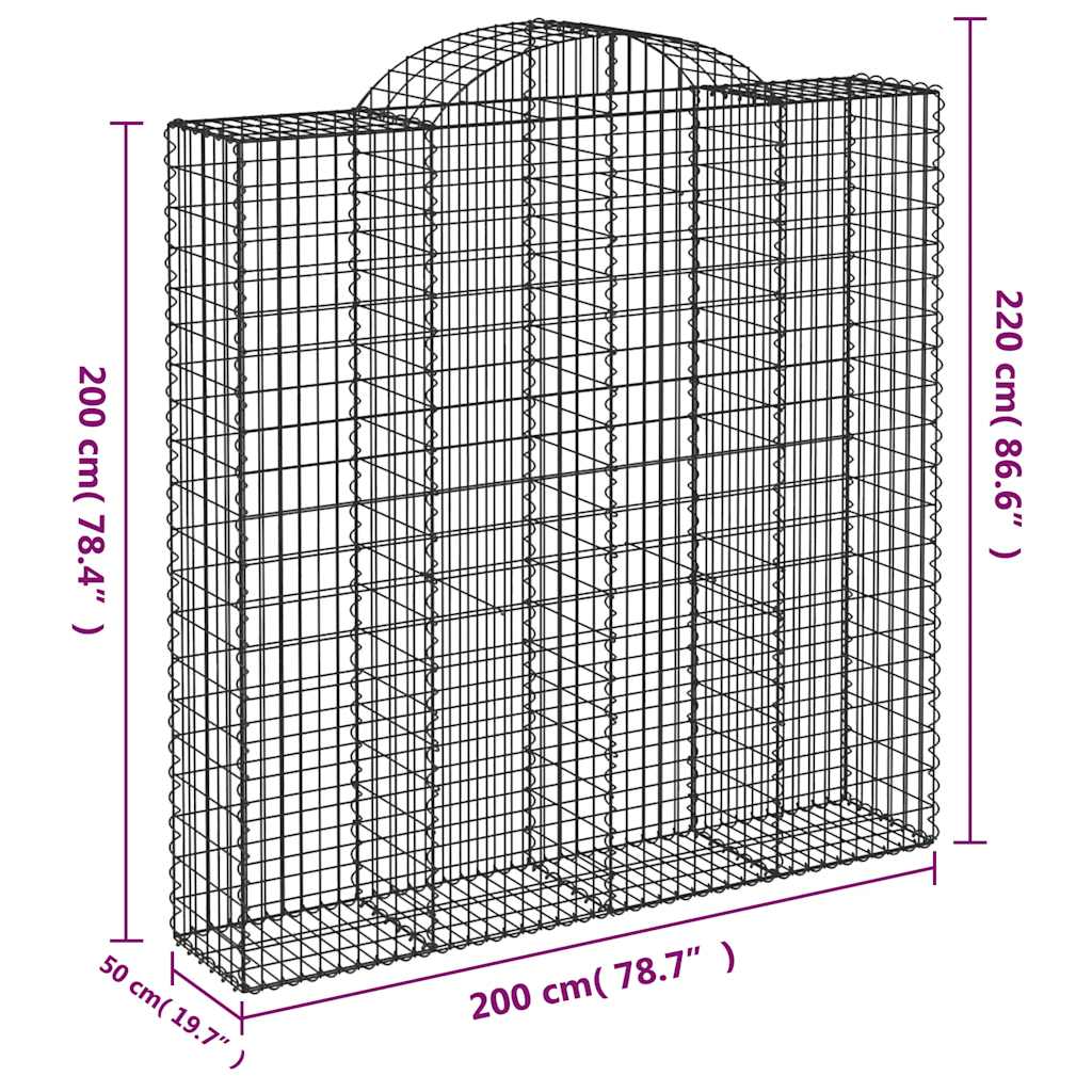 Išlenkti gabiono krepšiai, 9vnt., 200x50x200/220cm, geležis Išlenkti gabiono krepšiai, 9vnt., 200x50x200/220cm, geležis