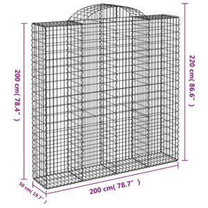 Išlenkti gabiono krepšiai, 10vnt., 200x50x200/220cm, geležis