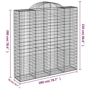 Išlenkti gabiono krepšiai, 12vnt., 200x50x200/220cm, geležis